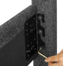 Walker Edison | King Size Charcoal Grey Upholstered Platform Bed