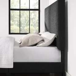 Walker Edison | King Size Charcoal Grey Upholstered Platform Bed