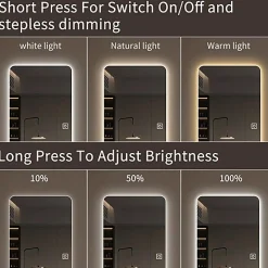 Walker Edison | LED Light Full Length Floor Mirror 64x21 Inches