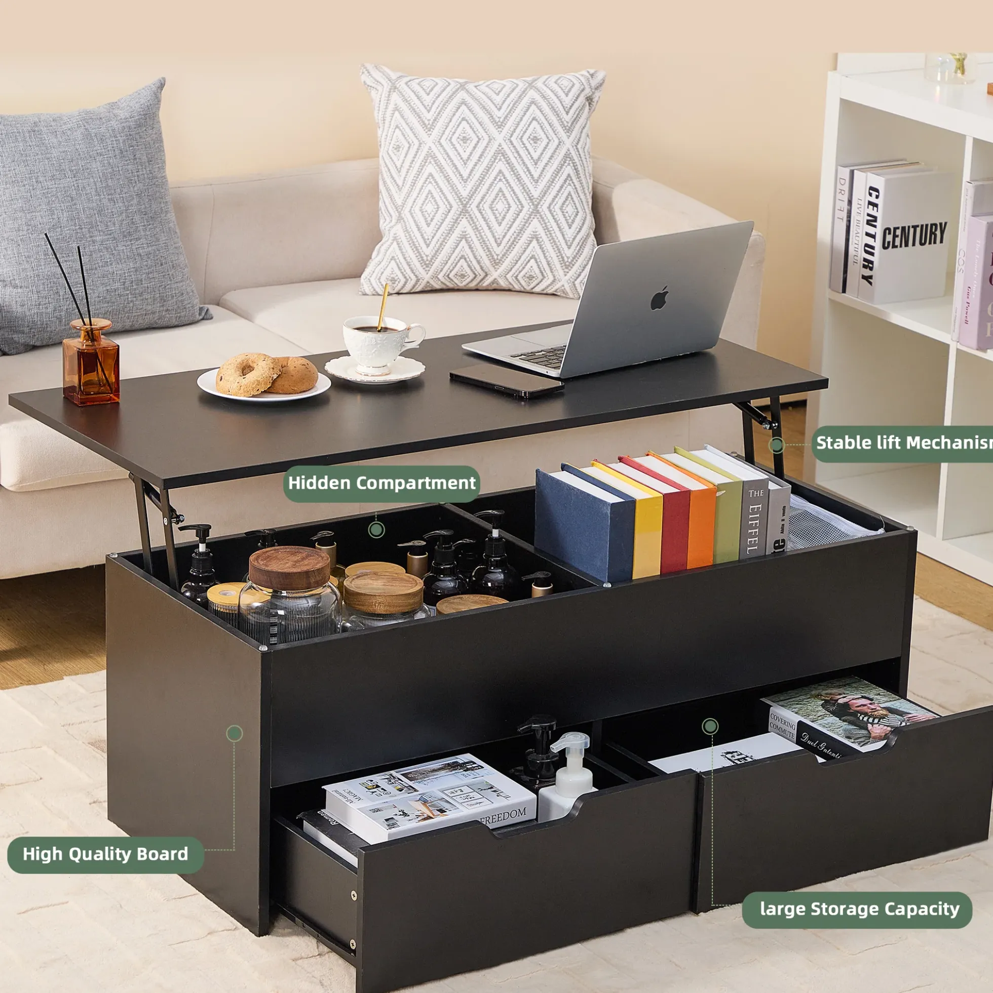 Walker Edison | Lift-Top Coffee Table with Storage