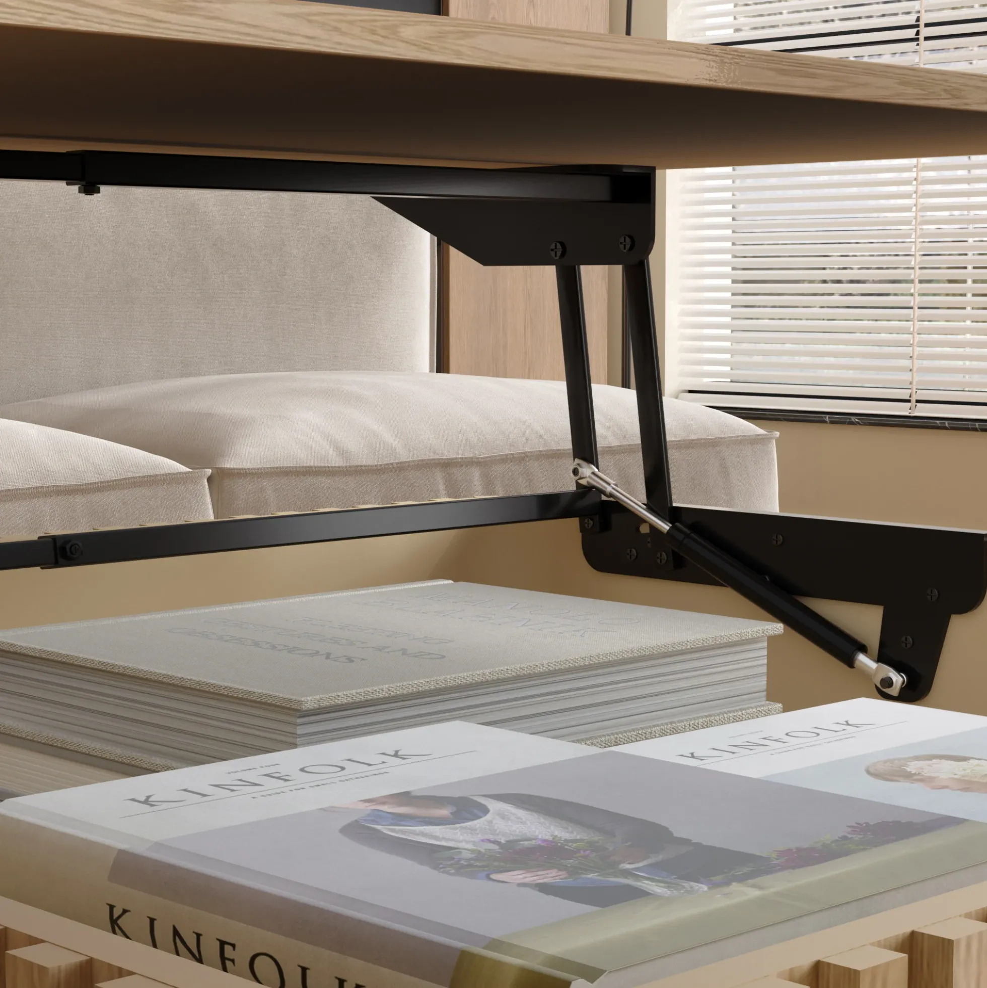 Walker Edison | Lift-Top Elevated Traditional Fluted Coffee Table