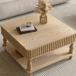 Walker Edison | Lift-Top Elevated Traditional Fluted Coffee Table