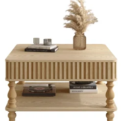 Walker Edison | Lift-Top Elevated Traditional Fluted Coffee Table