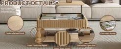 Walker Edison | Lift-Top Elevated Traditional Fluted Coffee Table
