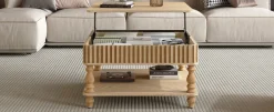Walker Edison | Lift-Top Elevated Traditional Fluted Coffee Table