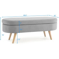 Walker Edison | Linen Oval Ottoman Storage Bench