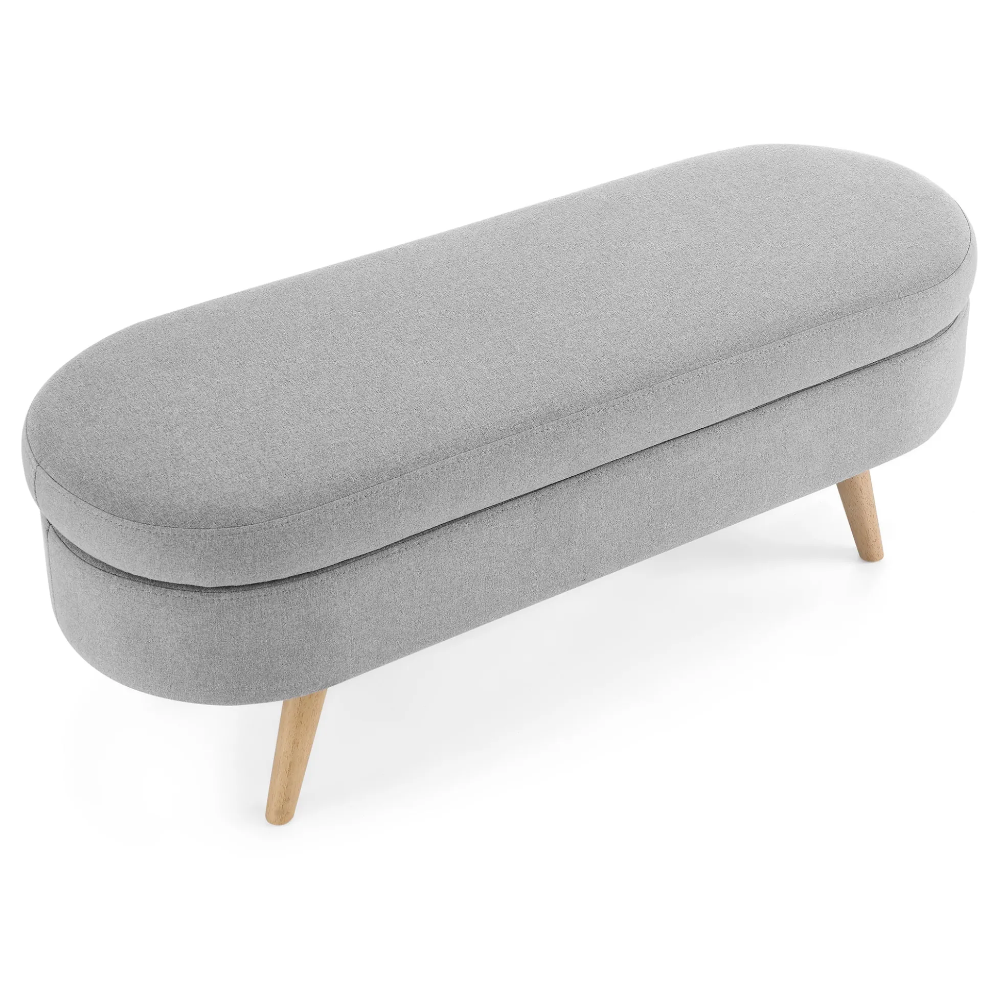 Walker Edison | Linen Oval Ottoman Storage Bench