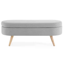 Walker Edison | Linen Oval Ottoman Storage Bench