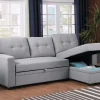 Walker Edison | Linen Pull Out Sectional Sofa with Storage Chaise