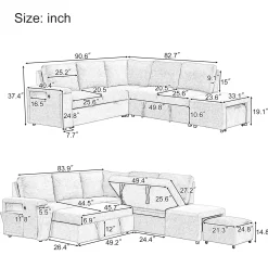 Walker Edison | L-Shaped Modular Sectional Sofa with Storage and USB Ports
