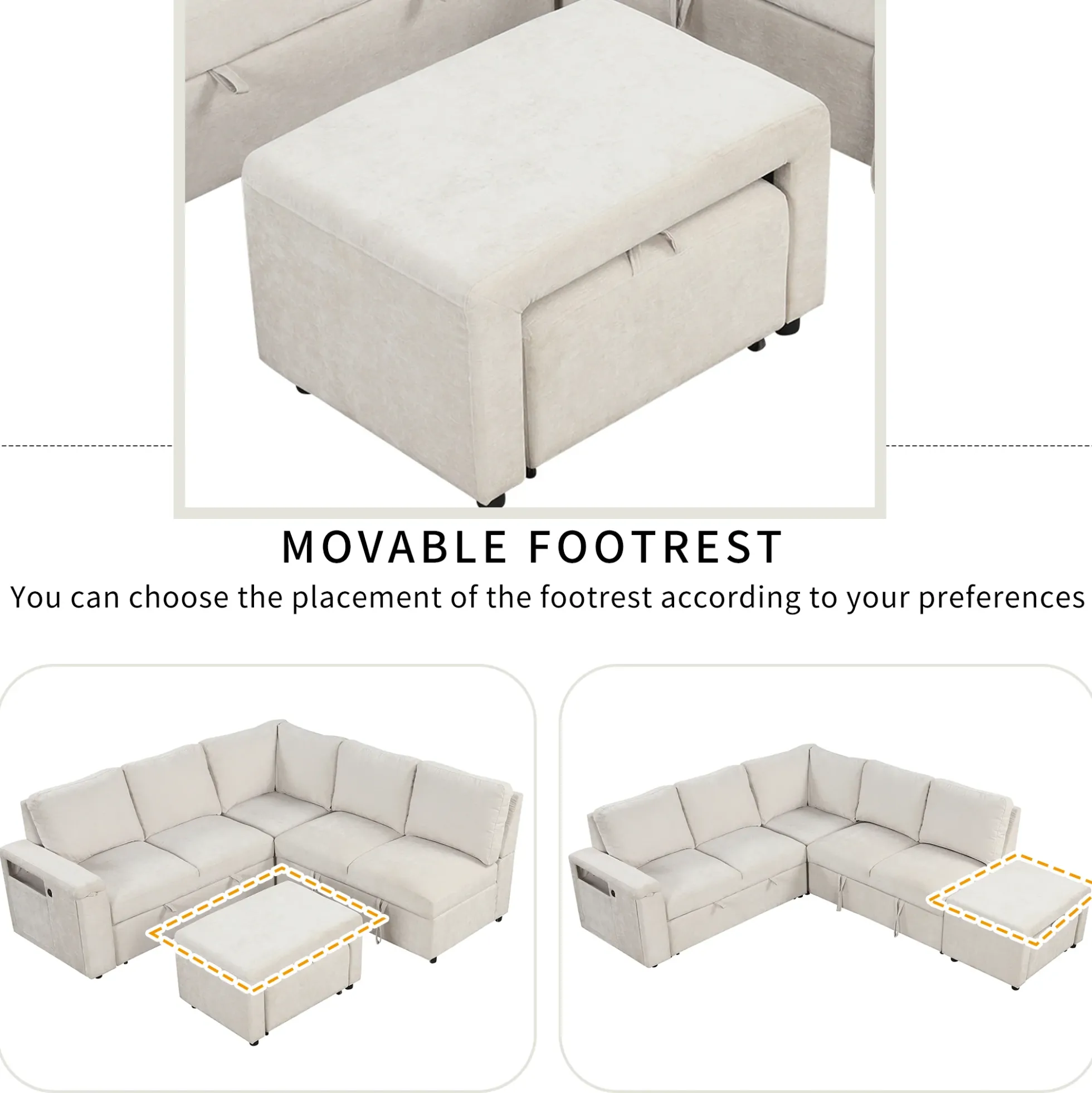 Walker Edison | L-Shaped Modular Sectional Sofa with Storage and USB Ports