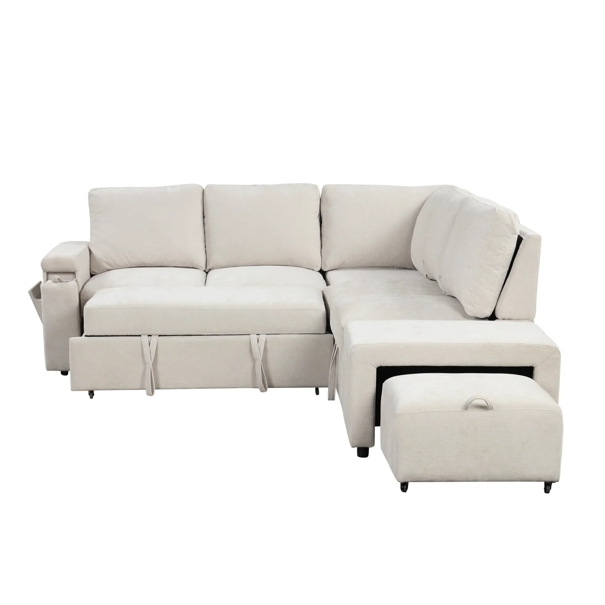 Walker Edison | L-Shaped Modular Sectional Sofa with Storage and USB Ports