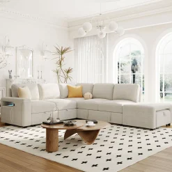 Walker Edison | L-Shaped Modular Sectional Sofa with Storage and USB Ports