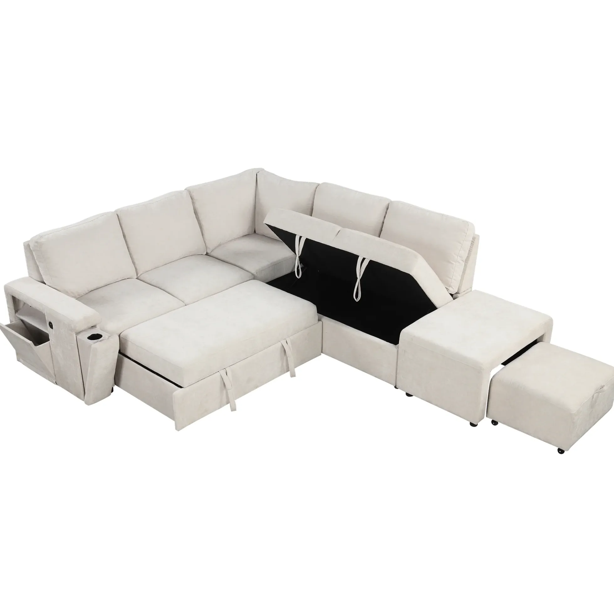 Walker Edison | L-Shaped Modular Sectional Sofa with Storage and USB Ports