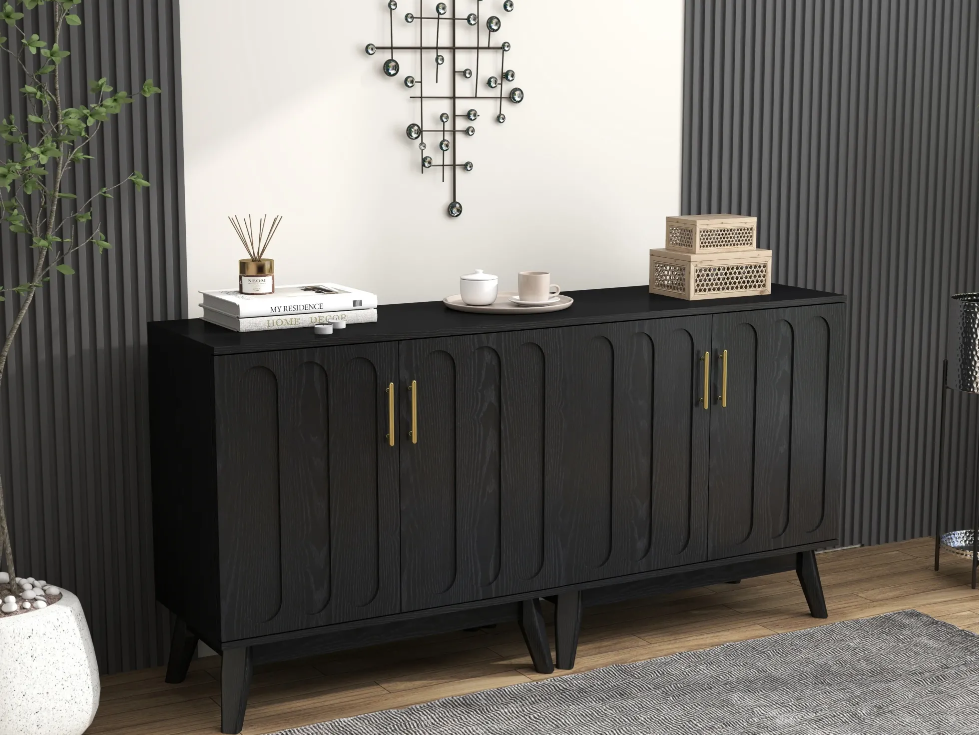 Walker Edison | Mid-Century Modern Fluted Accent Cabinet