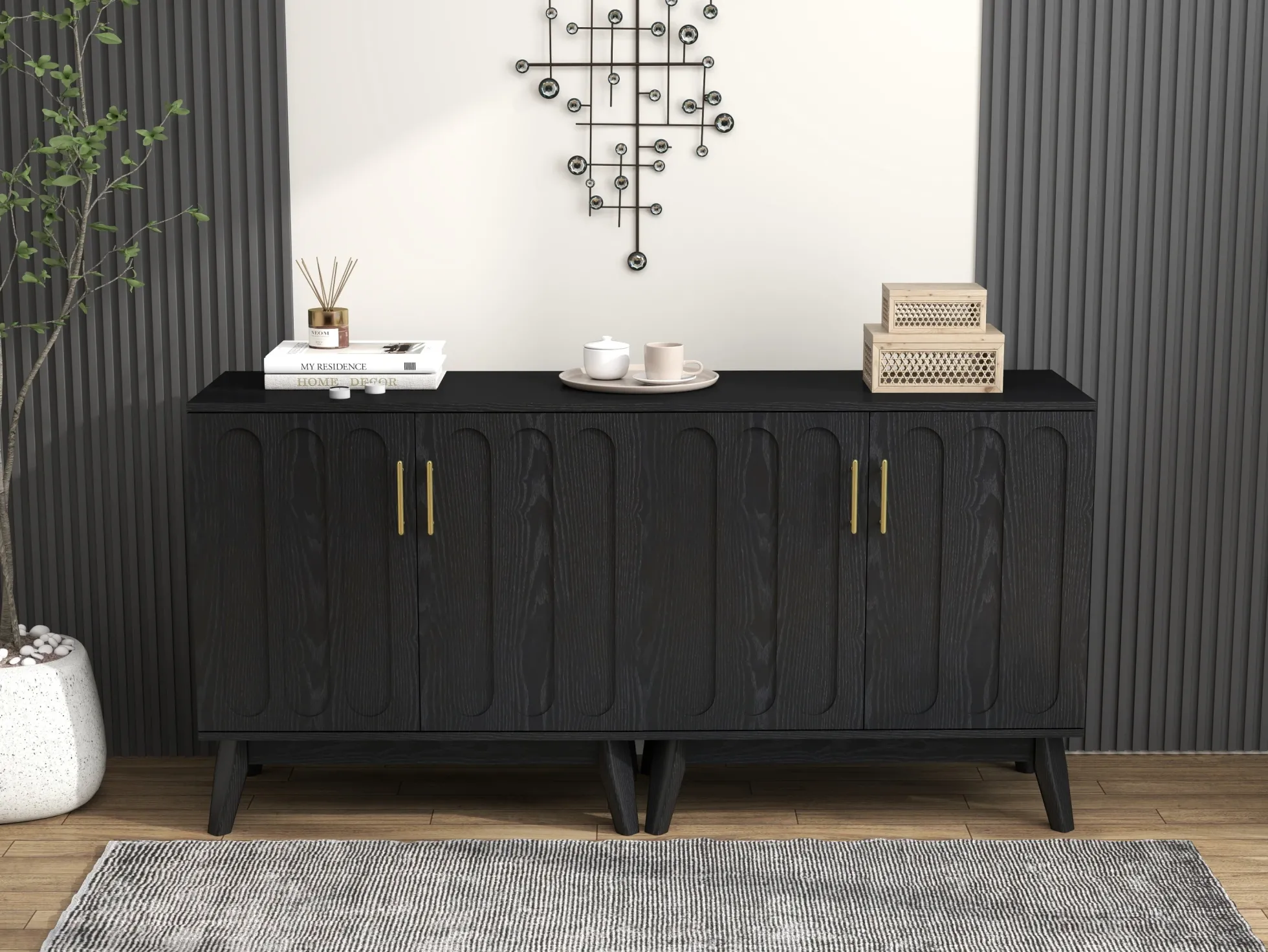 Walker Edison | Mid-Century Modern Fluted Accent Cabinet