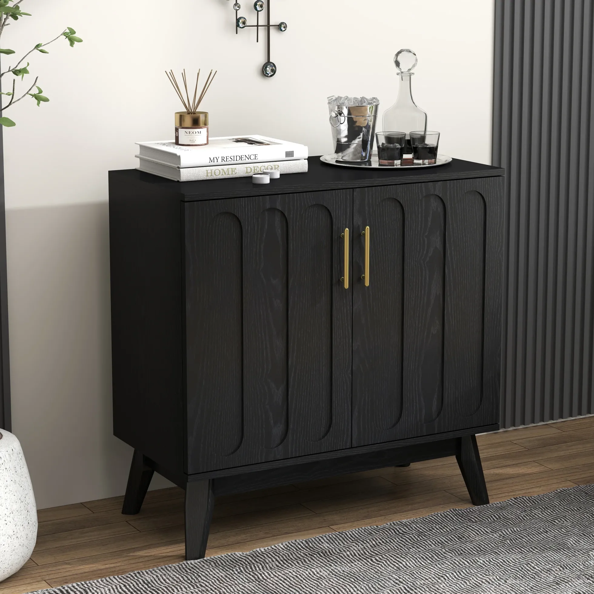 Walker Edison | Mid-Century Modern Fluted Accent Cabinet