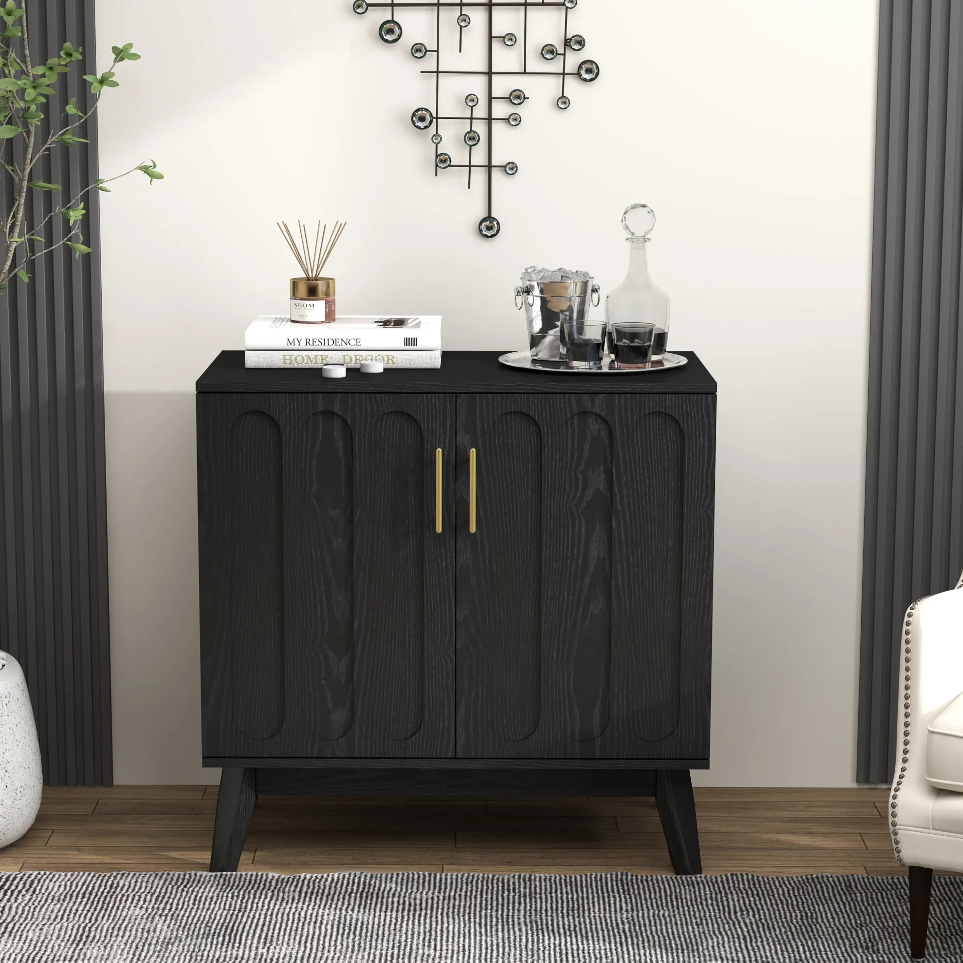 Walker Edison | Mid-Century Modern Fluted Accent Cabinet