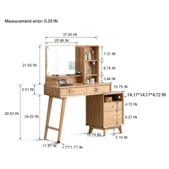 Walker Edison | Mid-Century Makeup Vanity Desk with Storage and Stool