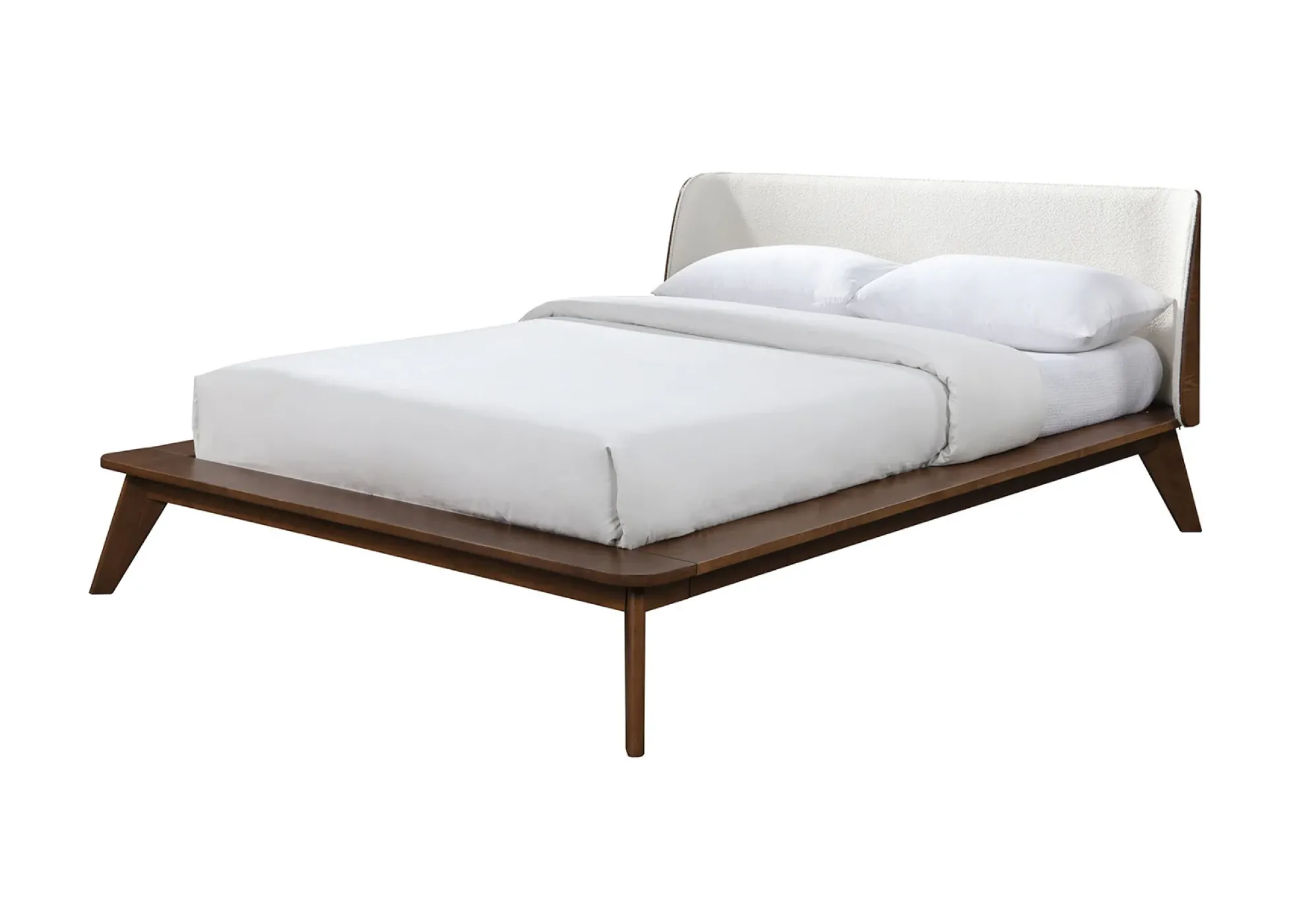Walker Edison | Mid-Century Modern Winged Edge Headboard King Size Bedframe