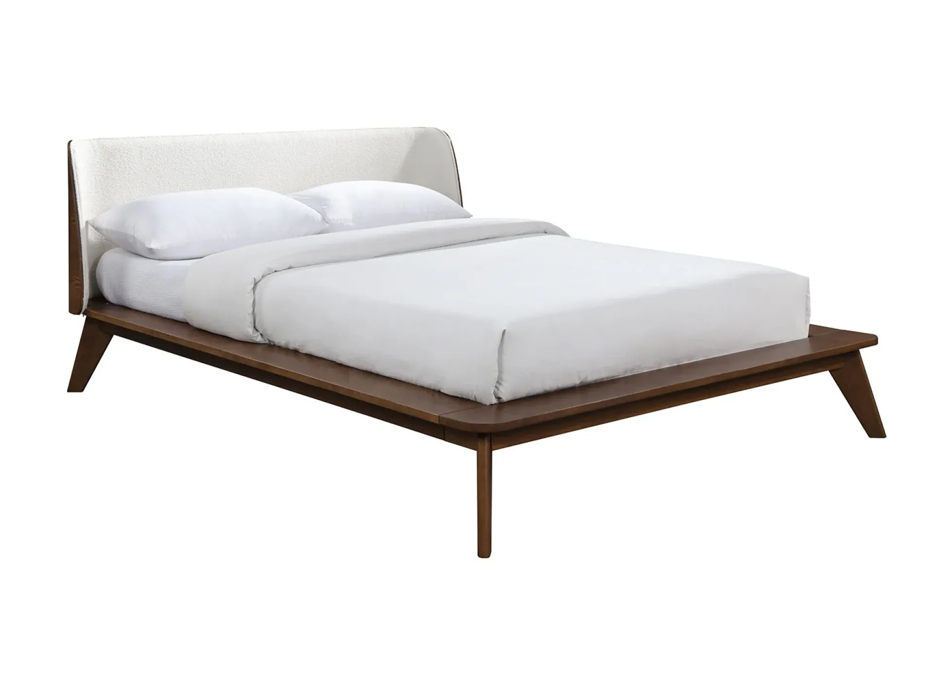 Walker Edison | Mid-Century Modern Winged Edge Headboard King Size Bedframe