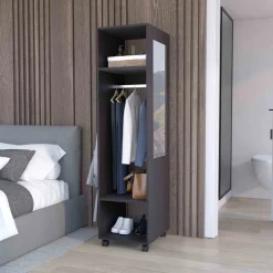 Walker Edison | Minimalist Tall Wardrobe Armoire Storage Cabinet with Mirrorlook