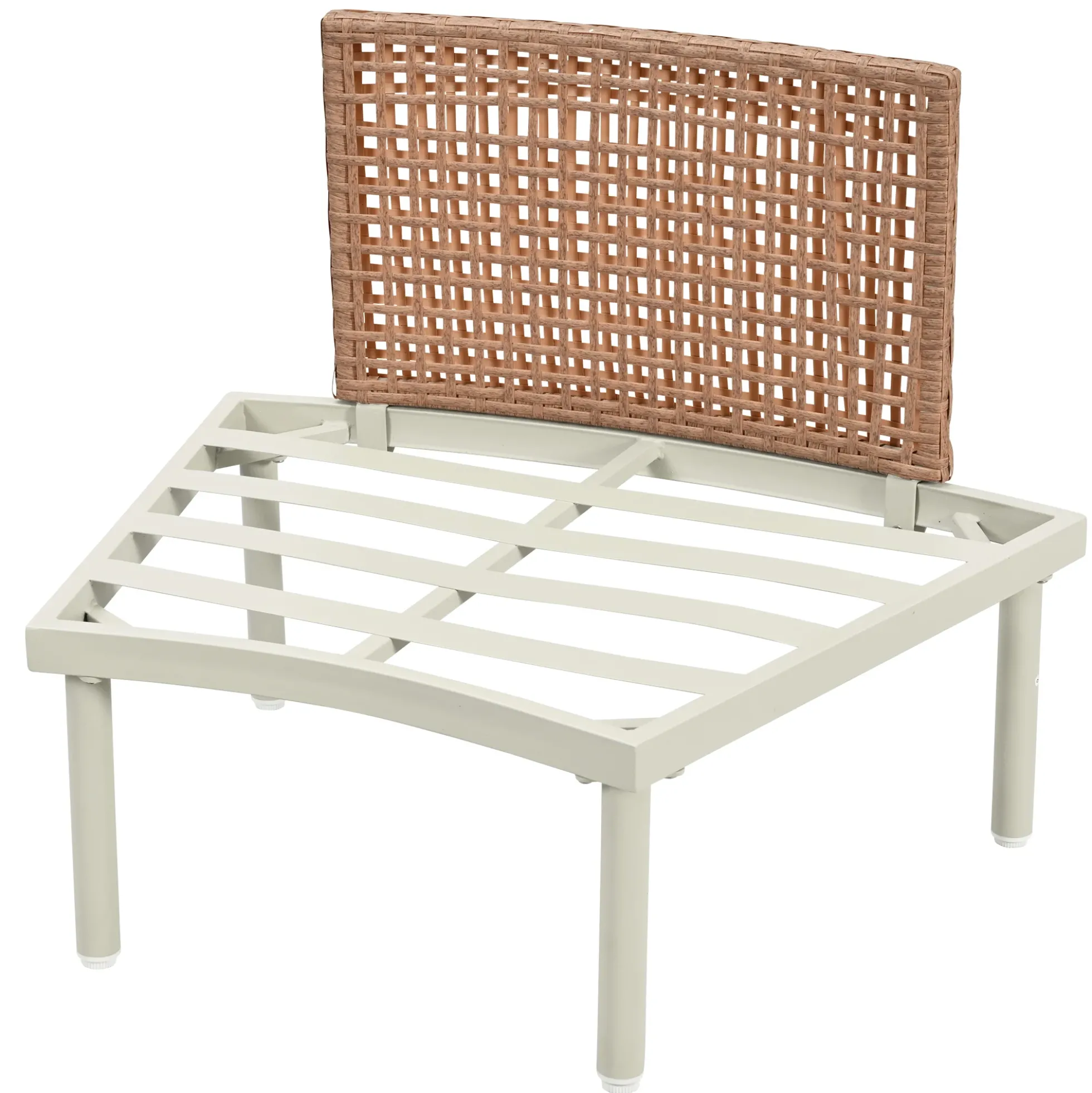 Walker Edison | Minimalist Half Moon Outdoor 8-Piece Modular Sofa Set with Nesting Tables