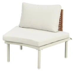 Walker Edison | Minimalist Half Moon Outdoor 8-Piece Modular Sofa Set with Nesting Tables