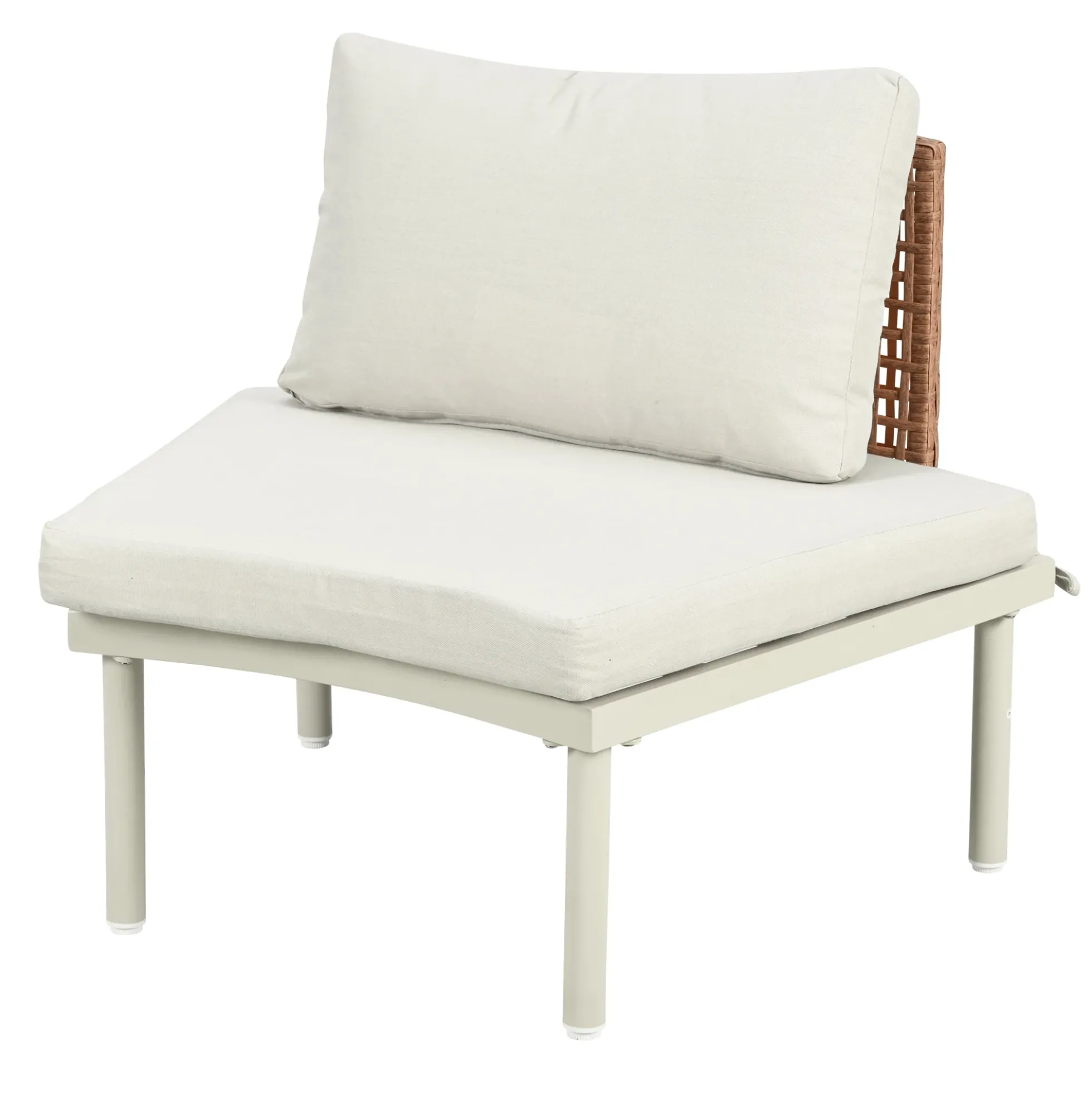 Walker Edison | Minimalist Half Moon Outdoor 8-Piece Modular Sofa Set with Nesting Tables