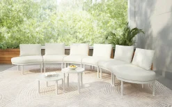Walker Edison | Minimalist Half Moon Outdoor 8-Piece Modular Sofa Set with Nesting Tables