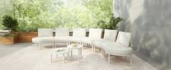 Walker Edison | Minimalist Half Moon Outdoor 8-Piece Modular Sofa Set with Nesting Tables