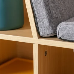 Walker Edison | Modern 6 Cubby Natural Wood Reading Nook Bench