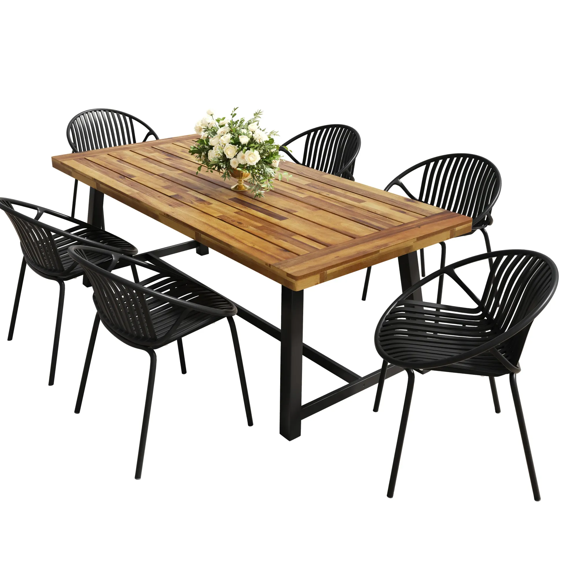 Walker Edison | Modern 7 Pieces Outdoor Patio Dining Set