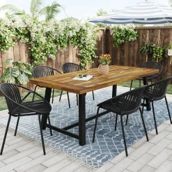 Walker Edison | Modern 7 Pieces Outdoor Patio Dining Set