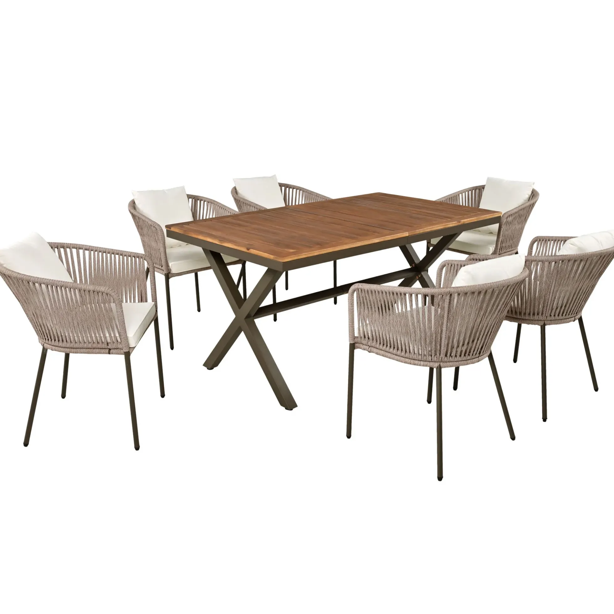 Walker Edison | Modern All-Weather Outdoor 7 Piece Patio Dining Set