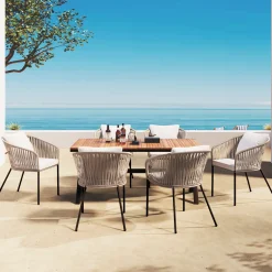 Walker Edison | Modern All-Weather Outdoor 7 Piece Patio Dining Set