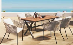 Walker Edison | Modern All-Weather Outdoor 7 Piece Patio Dining Set