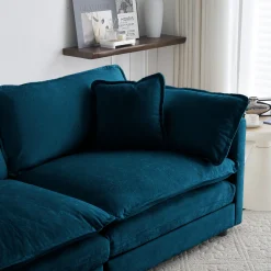 Walker Edison | Modern Chenille Cloud Loveseat Sofa Blue