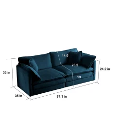 Walker Edison | Modern Chenille Cloud Loveseat Sofa Blue