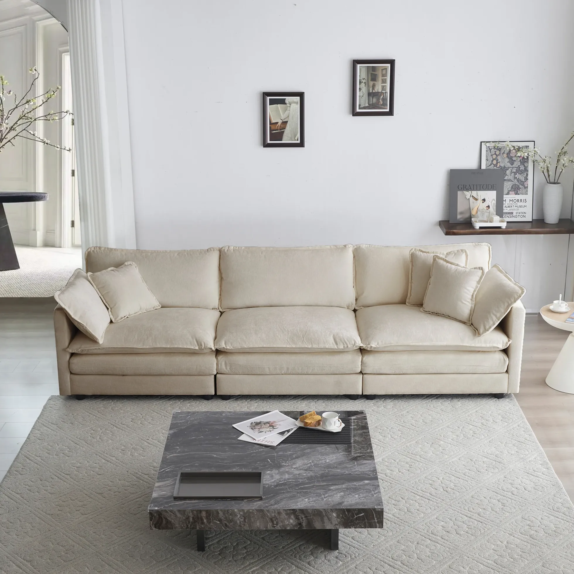 Walker Edison | Modern Chenille 3-Seater Cloud Couch