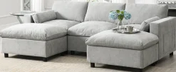 Walker Edison | Modern Cloud Chenille Modular Sectional Sofa with Storage