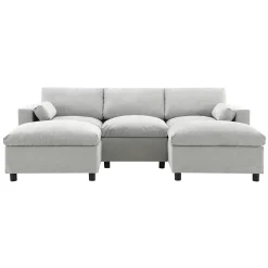 Walker Edison | Modern Cloud Chenille Modular Sectional Sofa with Storage