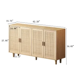 Walker Edison | Modern 4-Door Rattan Storage Sideboard TV Stand