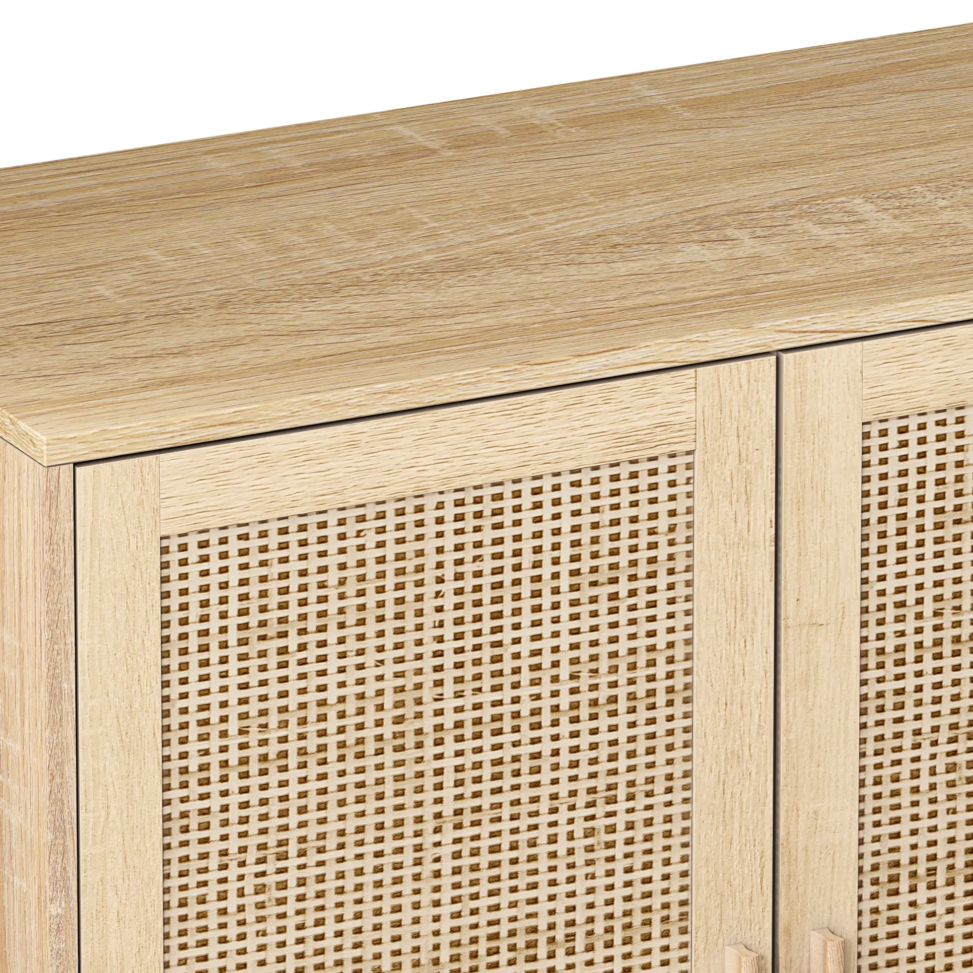 Walker Edison | Modern 4-Door Rattan Storage Sideboard TV Stand
