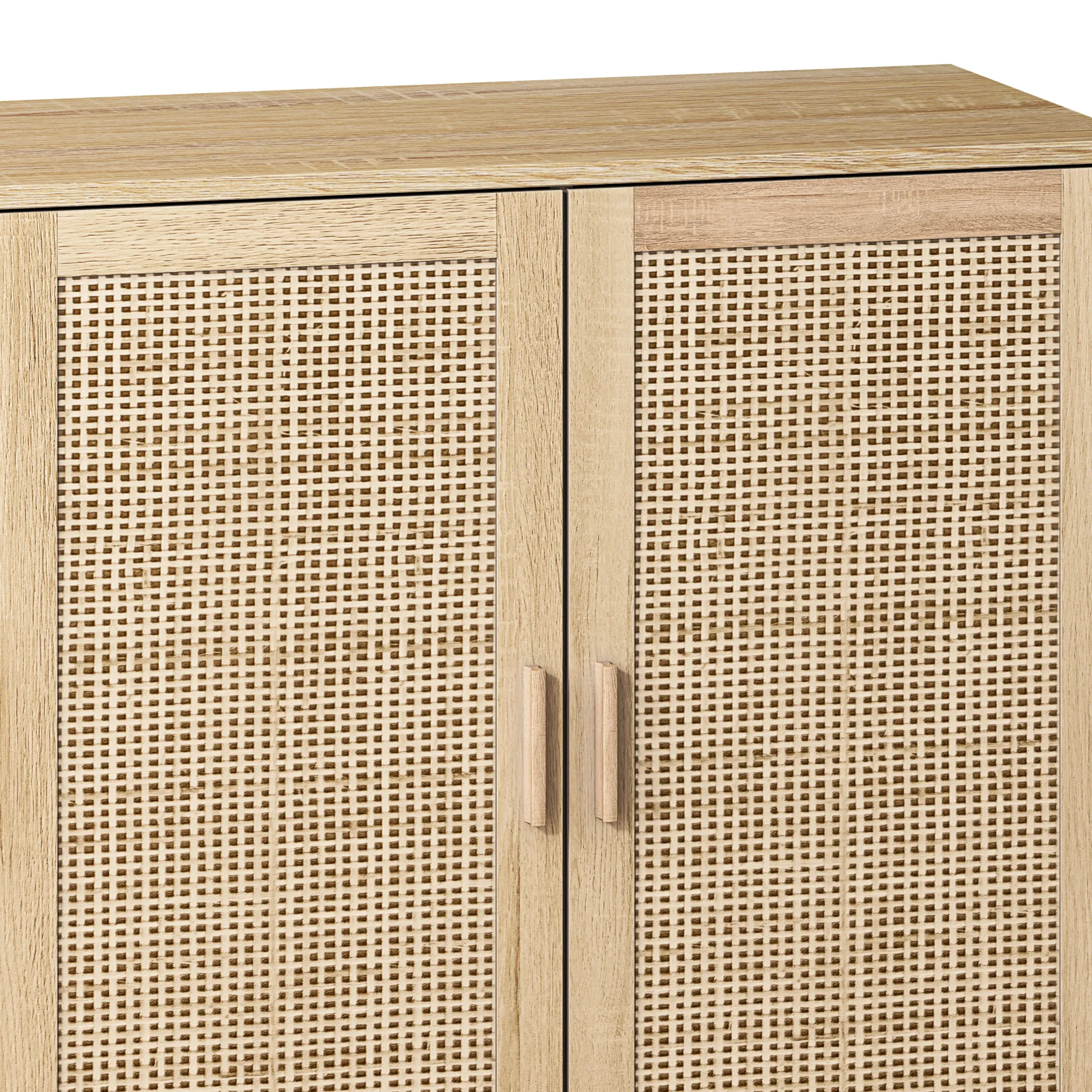 Walker Edison | Modern 4-Door Rattan Storage Sideboard TV Stand