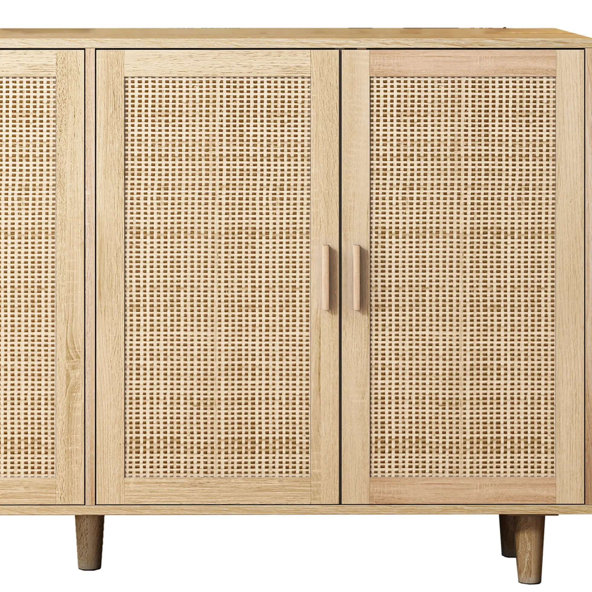 Walker Edison | Modern 4-Door Rattan Storage Sideboard TV Stand