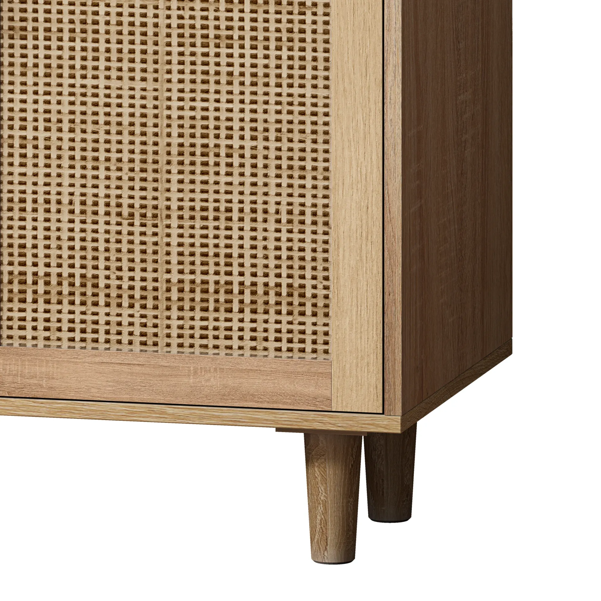 Walker Edison | Modern 4-Door Rattan Storage Sideboard TV Stand