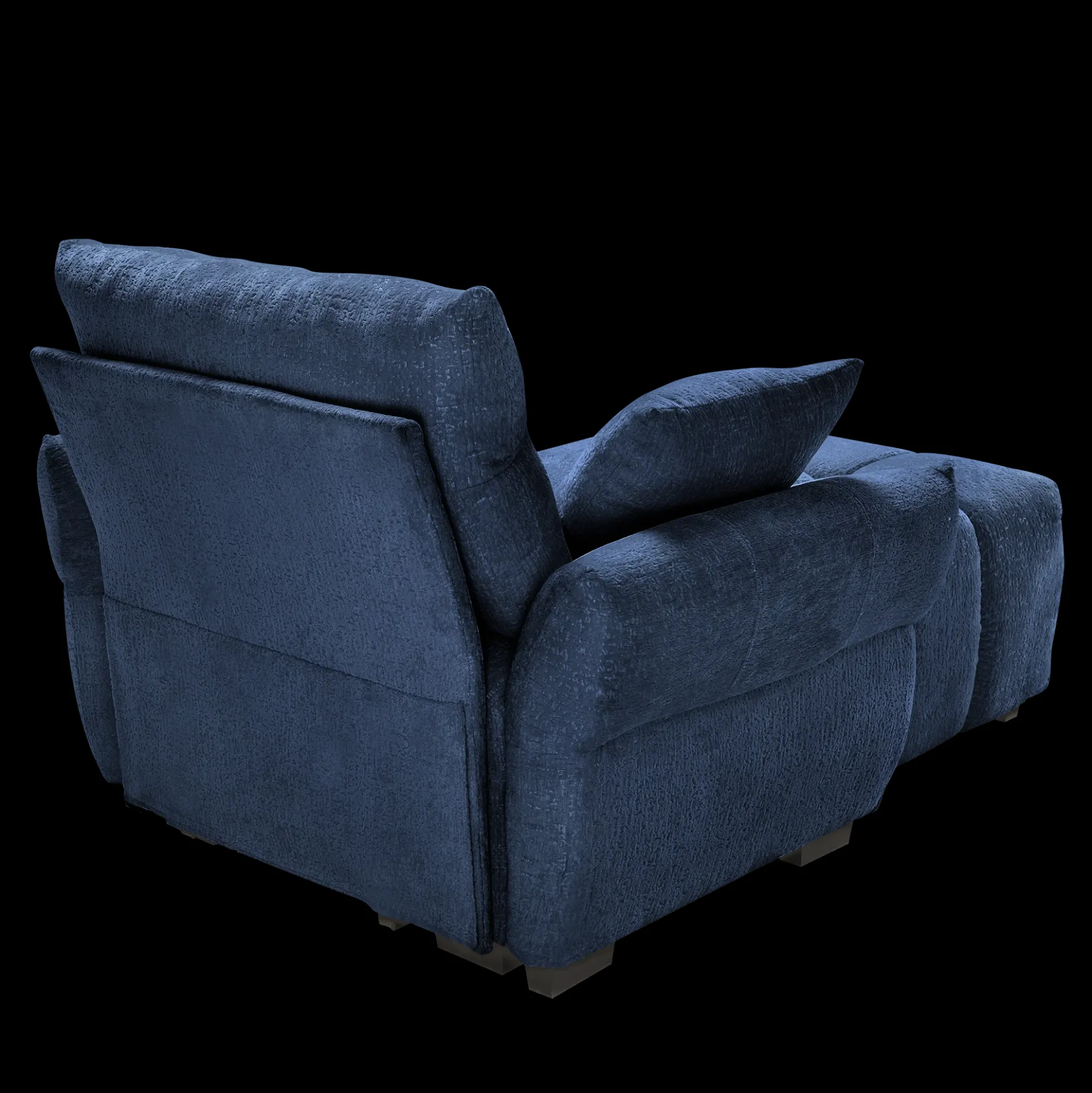 Walker Edison | Modern Ergonomic Blue Chenille Accent Chair with Ottoman Set