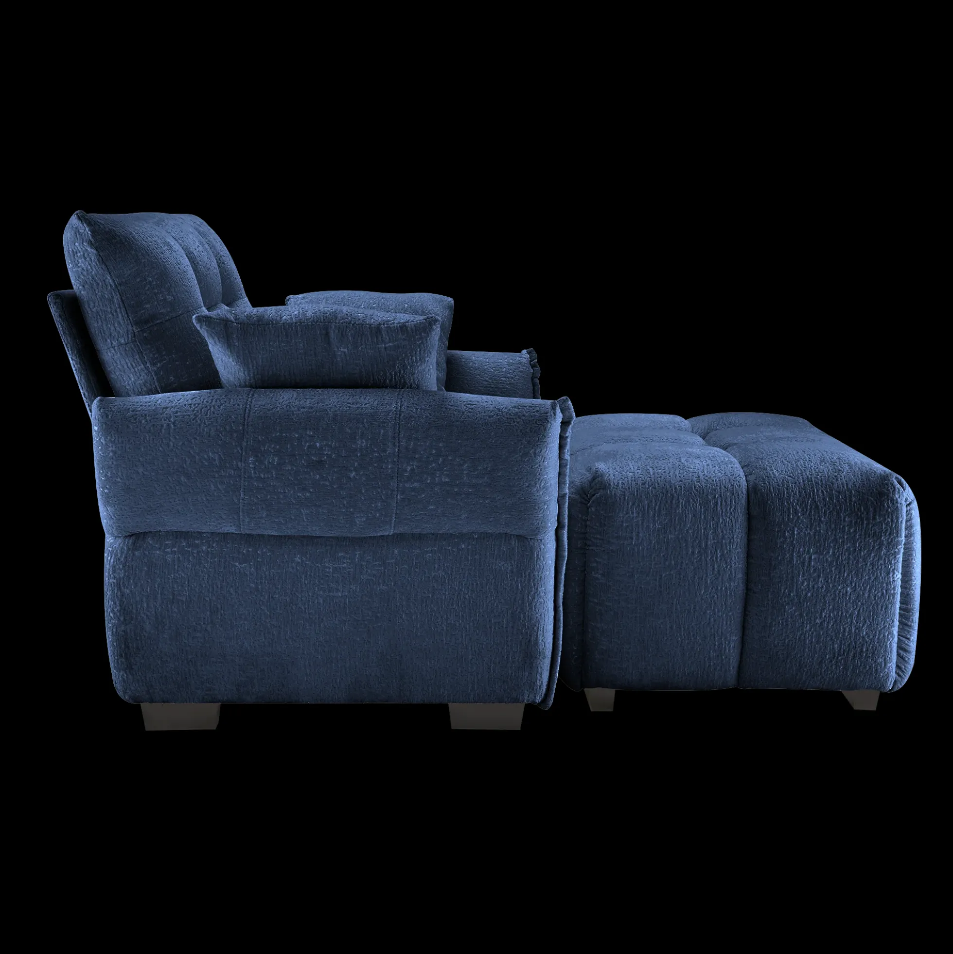 Walker Edison | Modern Ergonomic Blue Chenille Accent Chair with Ottoman Set