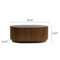 Walker Edison | Modern Fluted Round Nesting Coffee Table Set of 2